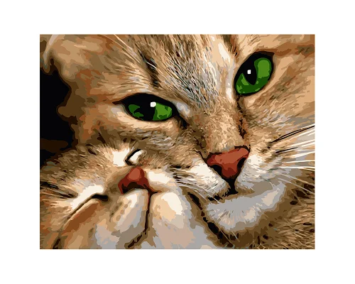 Картина за номерами Кішка з кошеням з лаком 40х50 см Strateg VA-0915