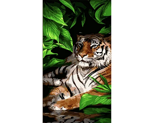 Картина за номерами Тигр у листі 50х25 см Strateg (WW221)