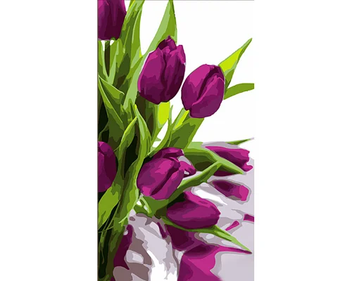 Картина за номерами Фіолетові тюльпани 50х25 см Strateg (WW213)