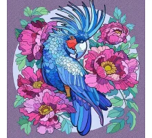 Картина за номерами антистрес Папуга у квітах 30х30 см Strateg (JCEE36805)