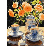 Картина по номерам  Чаепитие в саду с розами 40x50 Идейка (KHO5683)
