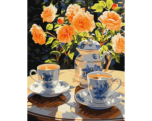 Картина за номерами Чаювання в саду з твояндами 40x50 Ідейка (KHO5683)