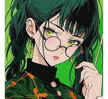 Картина по номерам Магия зеленых глаз аниме девушка 40x40 Идейка (KHO8380)