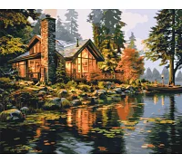 Картина по номерам  Пейзаж. Дом у реки 40*50 см Origamі (LW31710)