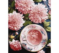 Картина по номерам Розовые георгины 40x50 Идейка (KHO5685)