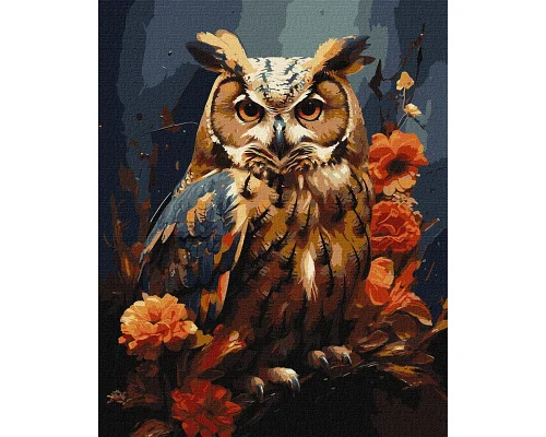 Картина по номерам  Лесной филин с красками металлик 40x50 Идейка (KHO6583)