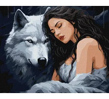 Картина по номерам Девушка под защитой волка 40x50 Идейка (KHO8379)