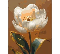 Картина по номерам Белый пион с красками металлик 40х50 см Оригами (LW3305)