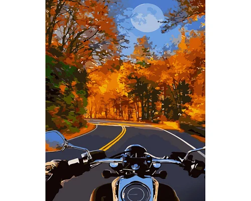 Картина за номерами На мотоциклі восени розміром 40х50 см Strateg(GS1041)