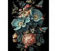 Картина за номерами Фантастичний букет квітів на чорному фоні розміром 40х50 см Strateg(AH1055)