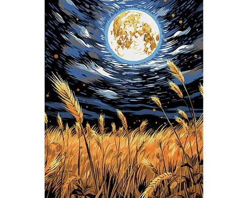 Картина за номерами Пшениця серед зоряного неба на чорному фоні розміром 40х50 см Strateg(AH1066)
