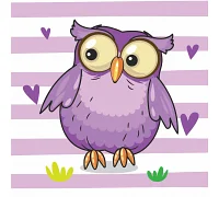 Картина за номерами Фіолетова сова з лаком та з рівнем розміром 30х30 см Strateg(ES-0819)