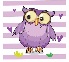 Картина за номерами Фіолетова сова з лаком та з рівнем розміром 30х30 см Strateg(ES-0819)