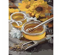 Картина за номерами Strateg Баночки з медом на кольоровому фоні розміром 40х50 см Strateg(SY6477)