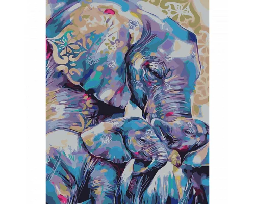 Картина за номерами Strateg Матуся зі слонятами на кольоровому фоні розміром 40х50 см Strateg(SY6519)