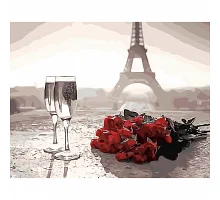 Картина за номерами Strateg Троянди в Парижі на кольоровому фоні розміром 40х50 см Strateg(SY6523)