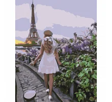 Картина за номерами Strateg Прогулянка Парижем на кольоровому фоні розміром 40х50 см Strateg(SY6534)