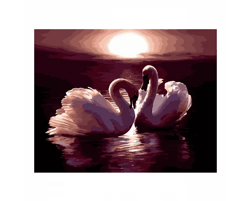 Картина за номерами Strateg Закохані лебеді на кольоровому фоні розміром 40х50 см Strateg(VA-2671)