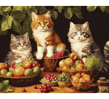 Картина за номерами Котики і фрукти art_selena_ua Ідейка (KHO6586)