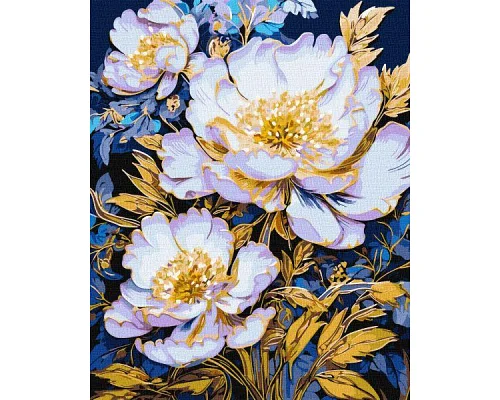 Картина за номерами Елегантні квіти з фарбами металік extra victoria_art___ Ідейка (KHO3259)