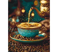Картина по номерам Кофе с корицей с красками металлик для привлечение денег 40х50 см Оригами(LW3308)