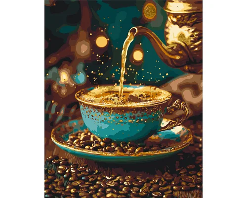 Картина по номерам Кофе с корицей с красками металлик для привлечение денег 40х50 см Оригами(LW3308)