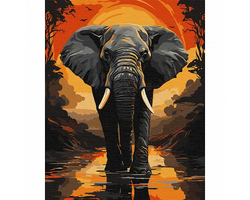 Картина за номерами SANTI Слон з металізованими фарбами 40х50 (954807)