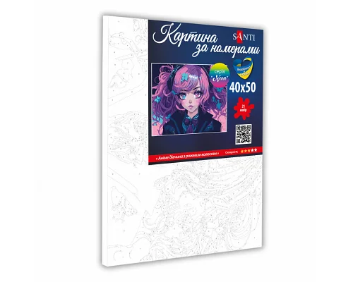 Картина за номерами SANTI Аніме дівчина з рожевим волоссям неонові фарби 40х50 см (954827)