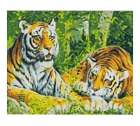 Картина за номерами Два тигра на кольоровому фоні 40х50 см Strateg (VA-2552)