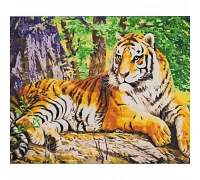 Картина за номерами Великий тигр на кольоровому фоні 40х50 см Strateg (VA-2696)