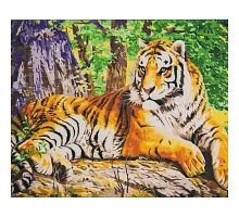 Картина за номерами Великий тигр на кольоровому фоні 40х50 см Strateg (VA-2696)