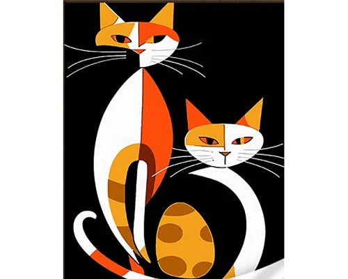 Картина за номерами Геометричні коти в стилі сюрреалізму 30х40 см Strateg (SS1010)