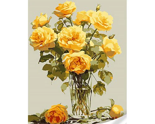 Картина за номерами Жовті троянди у вазі 30х40 см Strateg (SS1011)