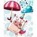 Картина за номерами Мила ілюстрація корови і парасольки 30х40 см Strateg (SS1070)