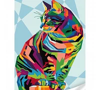 Картина за номерами Милий кіт у стилі поп-арт 30х40 см Strateg (SS1089)