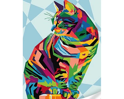 Картина за номерами Милий кіт у стилі поп-арт 30х40 см Strateg (SS1089)