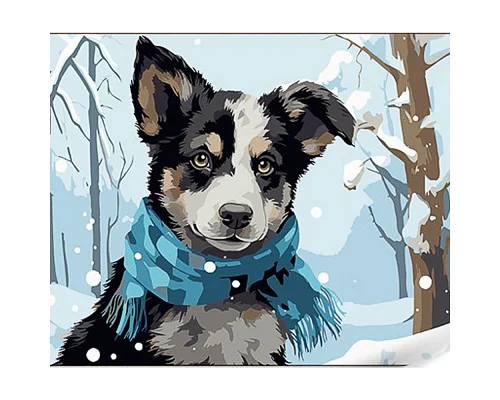 Картина за номерами Собака в шарфі 30х40 см Strateg (SS1103)