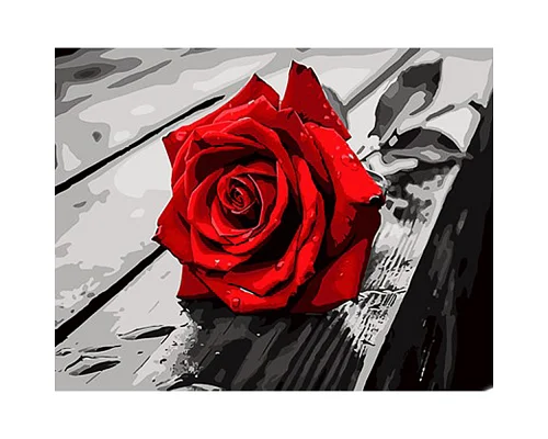Картина за номерами Червона троянда 30х40 см Strateg (SS1143)