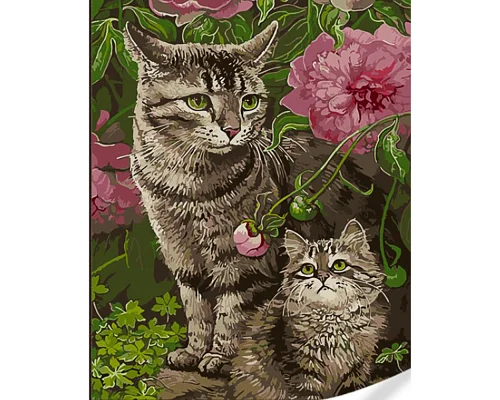 Картина за номерами Котики у квітах 40х50 Strateg (GS1596)