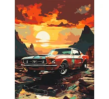 Картина за номерами Форд Мустанг (Ford Mustang) на заході сонця 40*50 см Орігамі LW3314)