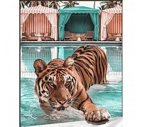 Алмазна мозаїка Strateg Брутальний тигр на відпочинку розміром 30х40 см (HEG86870)