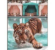 Алмазна мозаїка Strateg Брутальний тигр на відпочинку розміром 30х40 см (HEG86870)