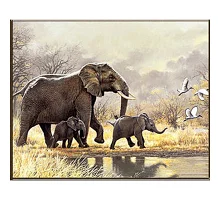 Алмазна мозаїка Strateg Сімейство слонів розміром 30х40 см (HEG86897)