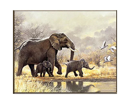 Алмазна мозаїка Strateg Сімейство слонів розміром 30х40 см (HEG86897)