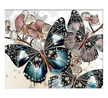 Алмазна мозаїка Strateg Пастельна гармонія метеликів та орхідей розміром 30х40 см (GM86855)
