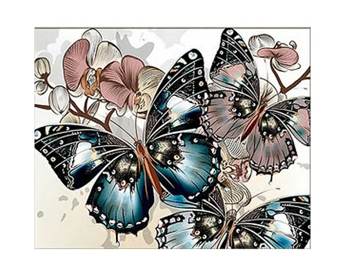 Алмазна мозаїка Strateg Пастельна гармонія метеликів та орхідей розміром 30х40 см (GM86855)