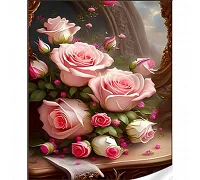 Алмазна мозаїка Strateg Ніжний букет троянд розміром 30х40 см (GM86857)