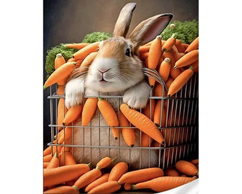 Алмазна мозаїка Strateg Кролик у моркві розміром 30х40 см (GM86865)
