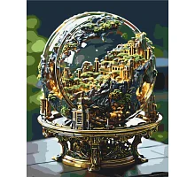 Картина по номерам Земной шар с красками металлик золото 40х50 см Оригами (LW3298)