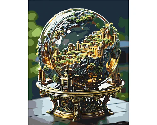 Картина за номерами Земна куля з фарбами металік золото 40*50 см Орігамі (LW3298)